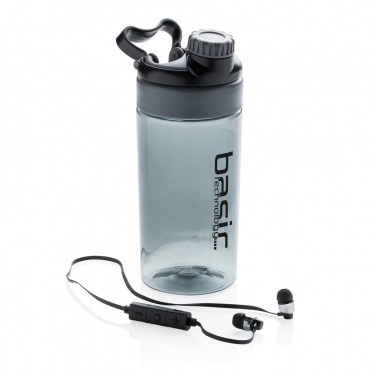 Logotrade promotional merchandise photo of: Leakproof bottle with wireless earbuds, black