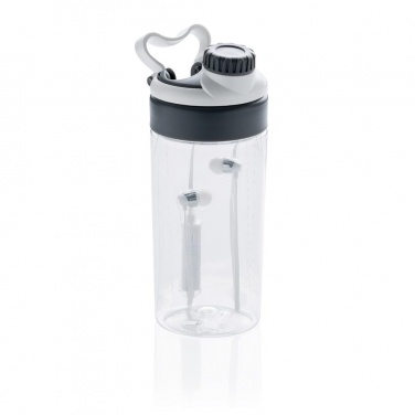Logo trade corporate gift photo of: Leakproof bottle with wireless earbuds, white