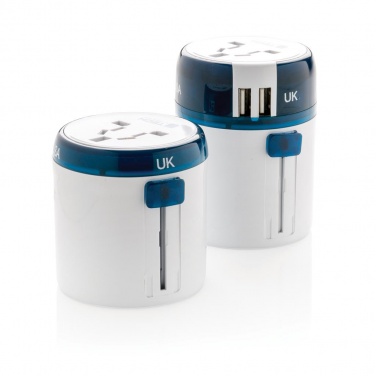Logotrade promotional giveaway image of: Travel Blue world travel adapter, white