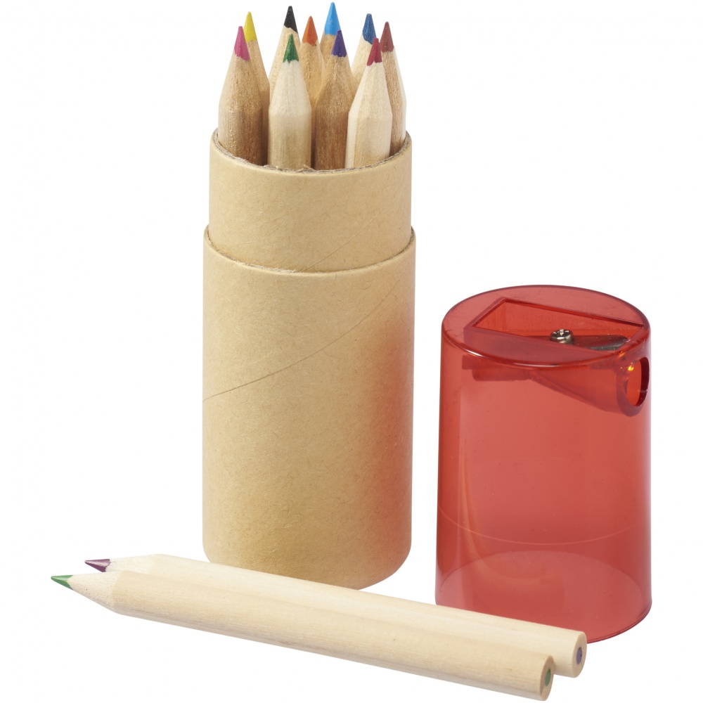 Logo trade promotional giveaways image of: Pencil set, 12-piece, red