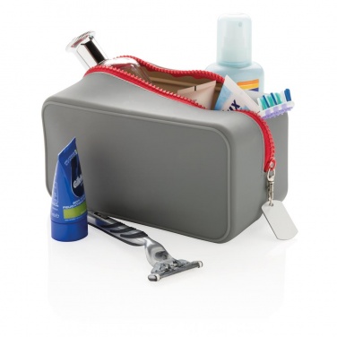 Logo trade promotional giveaways image of: Leak proof silicon toiletry bag, grey