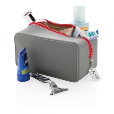 Logo trade promotional giveaways picture of: Leak proof silicon toiletry bag, grey