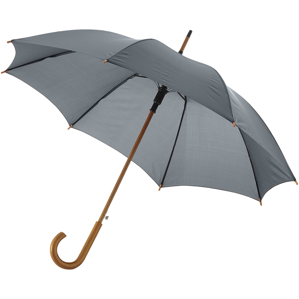 Logo trade corporate gifts picture of: Kyle 23" auto open umbrella wooden shaft and handle, grey