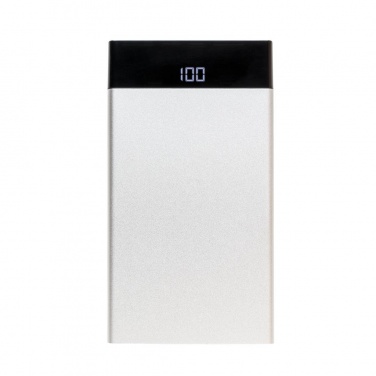 Logo trade advertising products picture of: 6.000 mAh flat powerbank digital display, Silver