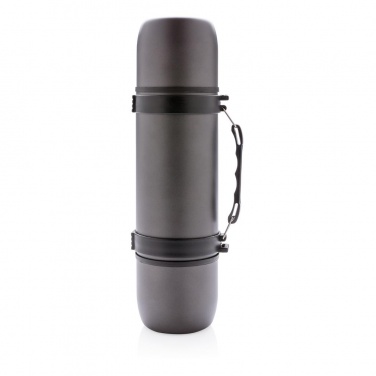 Logo trade promotional item photo of: Swiss Peak vacuum flask with 2 cups, grey