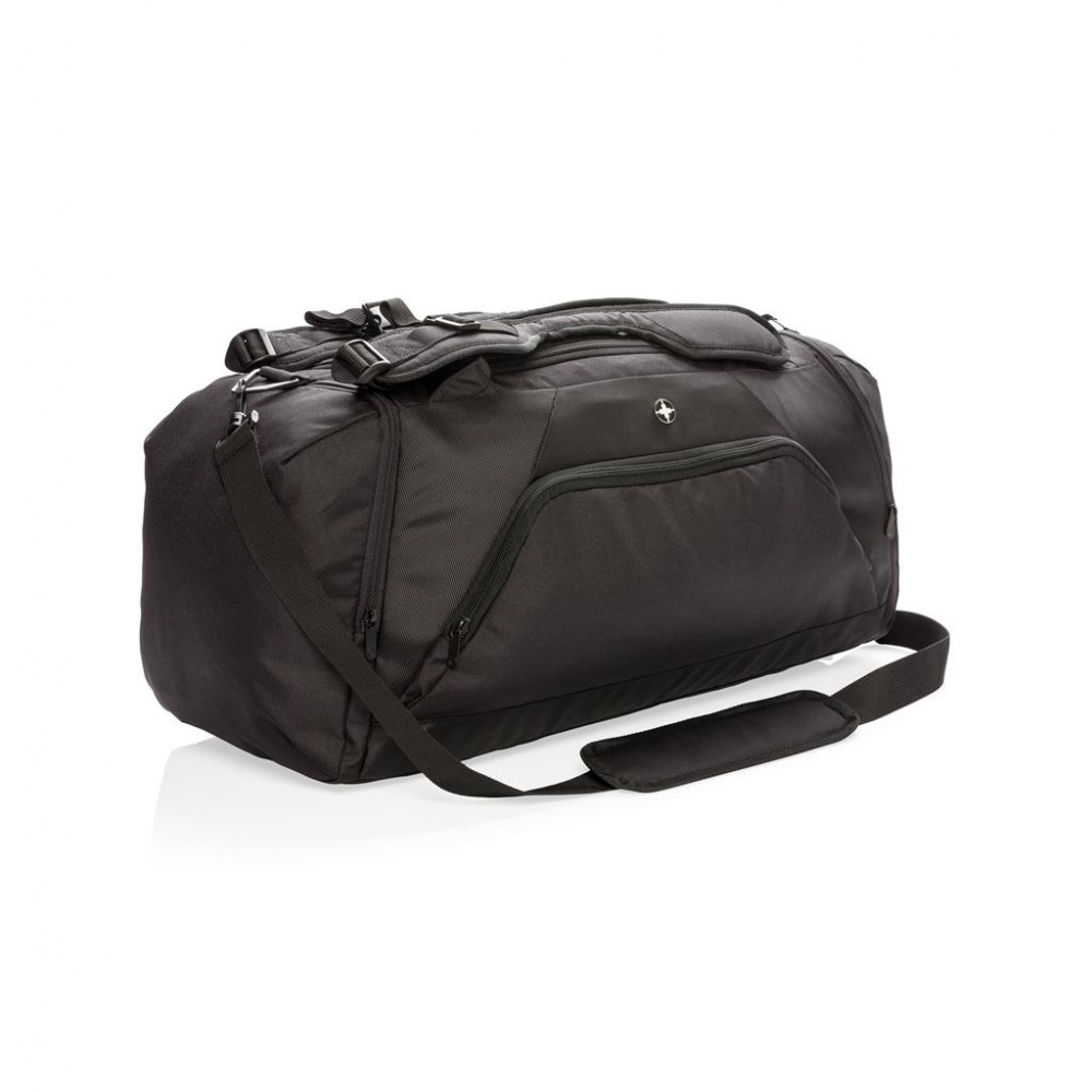 Logotrade corporate gift picture of: Swiss Peak RFID sports duffle & backpack, Black