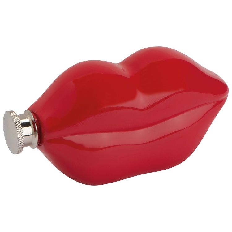 Logo trade promotional giveaway photo of: Lip shaped hip flask, deep red
