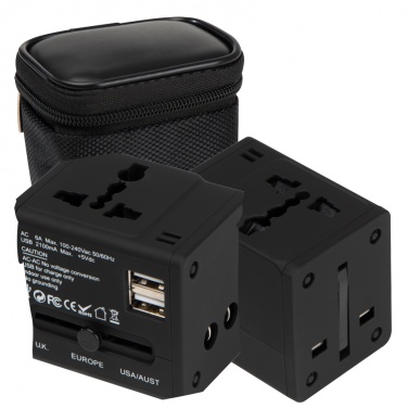 Logotrade corporate gifts photo of: Rubberized travel adapter, black
