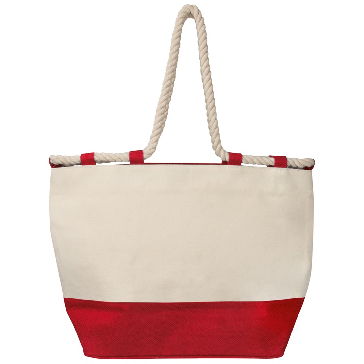 Logo trade advertising products image of: Beach bag with drawstring, red/natural white