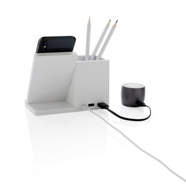 Logotrade promotional merchandise photo of: Ontario 5W wireless charger with pen holder, white