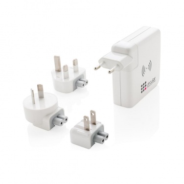 Logotrade corporate gifts photo of: Travel adapter wireless powerbank, white