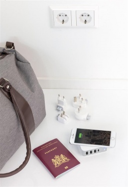 Logotrade advertising product image of: Travel adapter wireless powerbank, white
