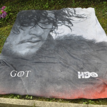 Logo trade promotional giveaways image of: Digi print polar fleece blanket, 100x150 cm