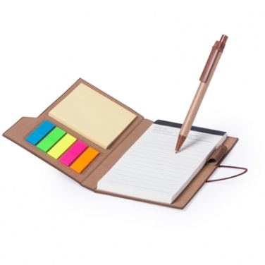 Logo trade corporate gift photo of: Memo holder, notebook A5, sticky notes, ball pen, brown