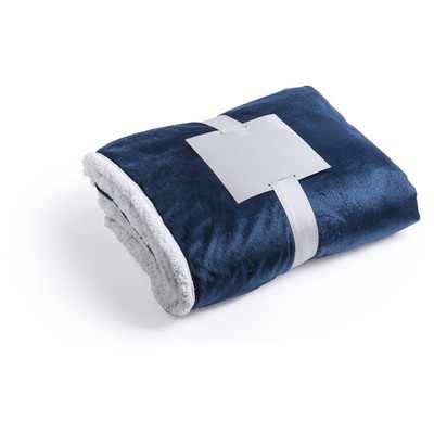 Logo trade promotional merchandise photo of: Blanket fleece, navy/white