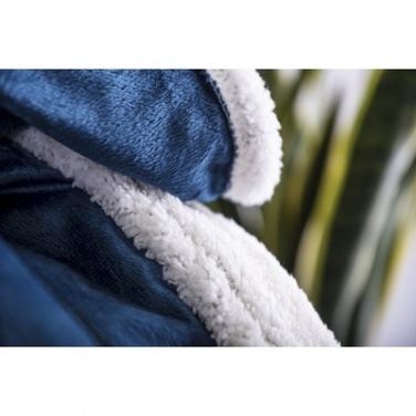 Logo trade promotional giveaways image of: Blanket fleece, navy/white