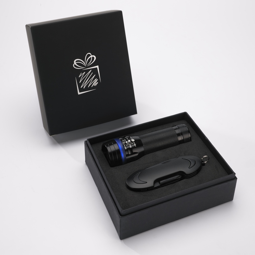Logotrade promotional gift image of: SET COLORADO I: LED TORCH AND A POCKET KNIFE, black