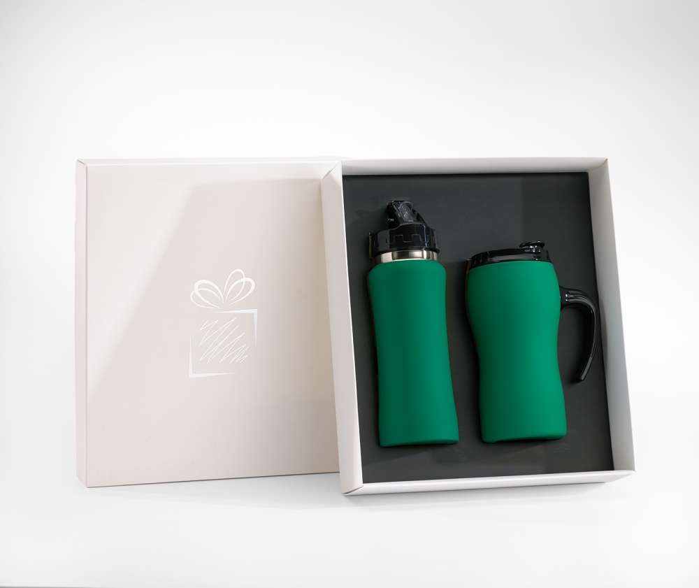 Logotrade promotional gift image of: THERMAL MUG & WATER BOTTLE SET, green