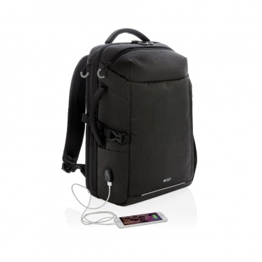 Logo trade promotional giveaway photo of: Swiss Peak XXL weekend travel backpack with RFID and USB, black