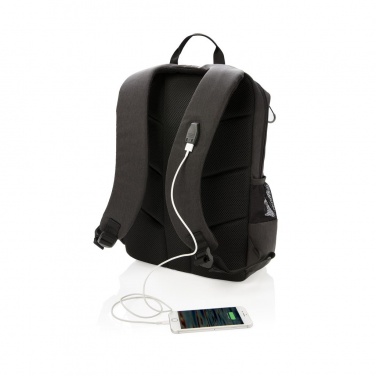 Logo trade promotional merchandise picture of: Lima 15" RFID & USB laptop backpack, black