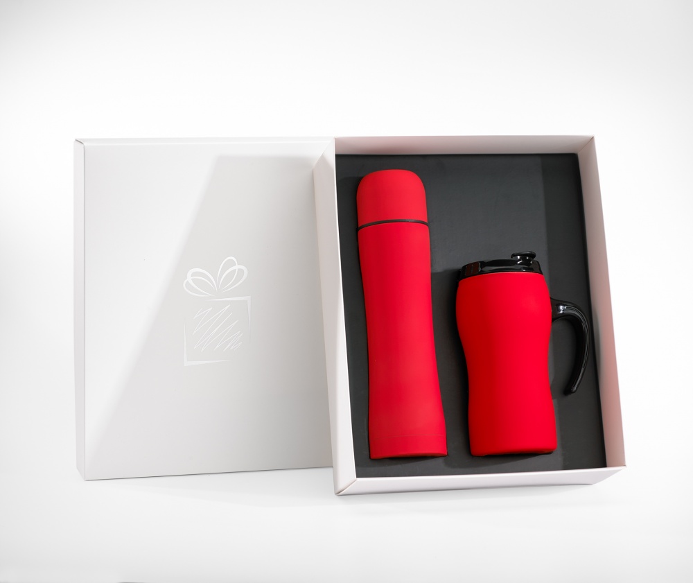 Logo trade corporate gifts picture of: THERMAL MUG & THERMOS SET, red