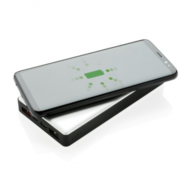 Logo trade promotional gift photo of: 10.000 mAh Powerbank with PD and Wireless charger, silver