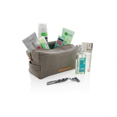 Logotrade corporate gift image of: Canvas toiletry bag PVC free, grey