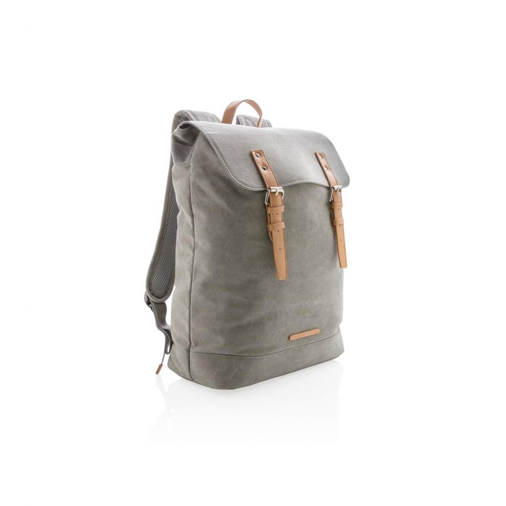 Logo trade promotional gifts picture of: Canvas laptop backpack PVC free, grey