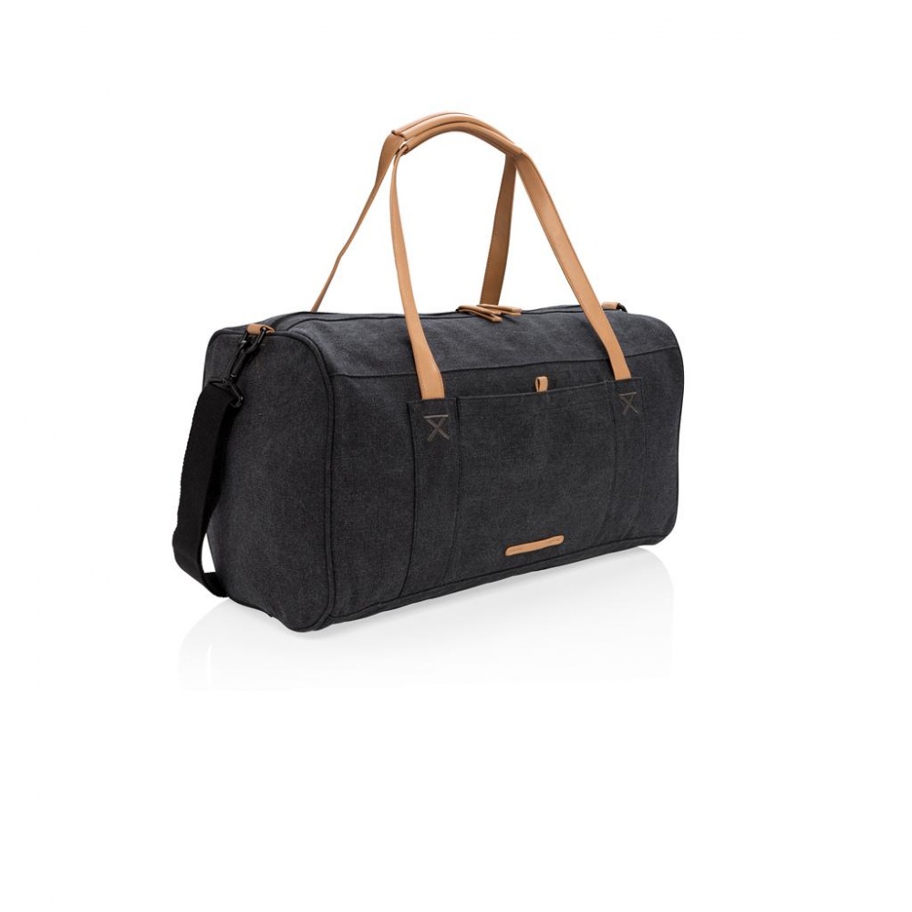 Logotrade advertising product picture of: Canvas travel/weekendbag PVC free, black