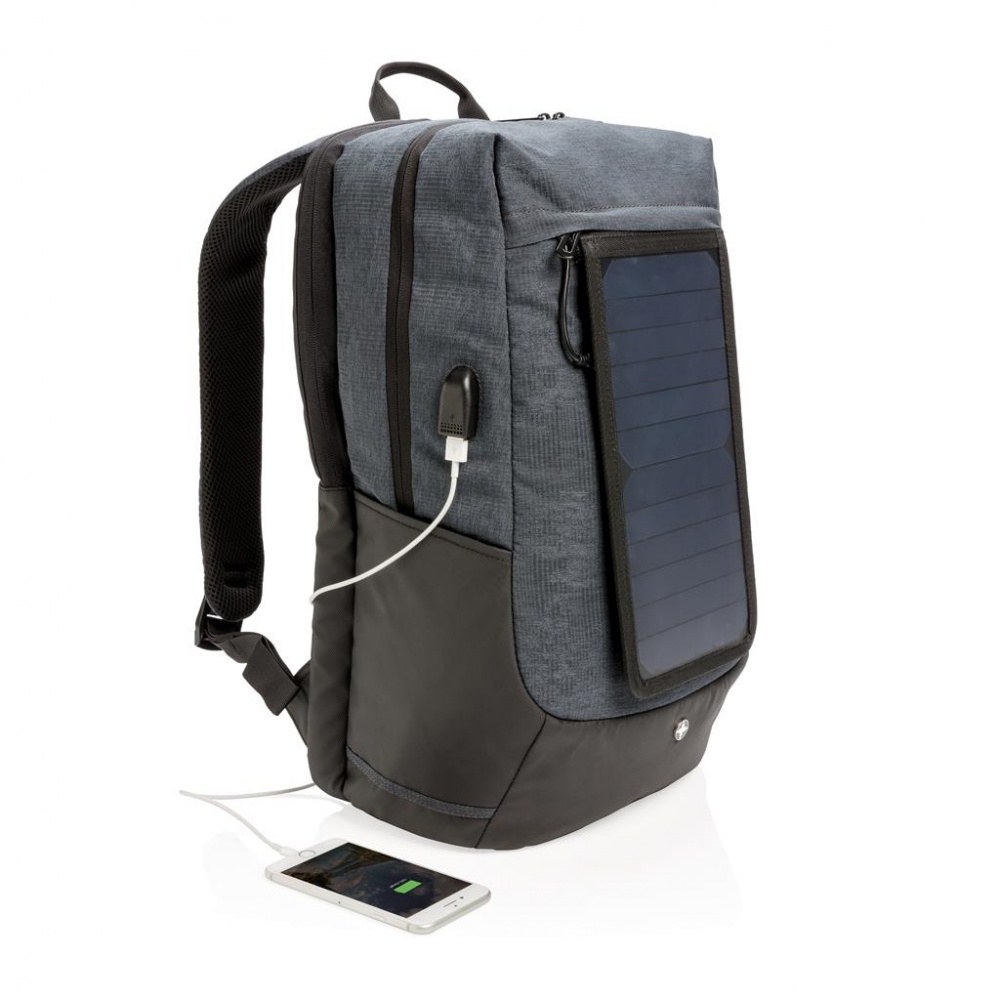 Logo trade advertising product photo of: Swiss Peak eclipse solar backpack, black