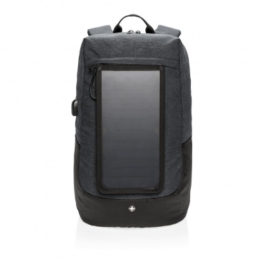 Logo trade promotional giveaway photo of: Swiss Peak eclipse solar backpack, black