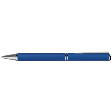 Logo trade promotional giveaway photo of: Metal ballpen with zig-zag clip, blue