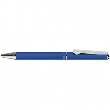 Logo trade promotional items image of: Metal ballpen with zig-zag clip, blue