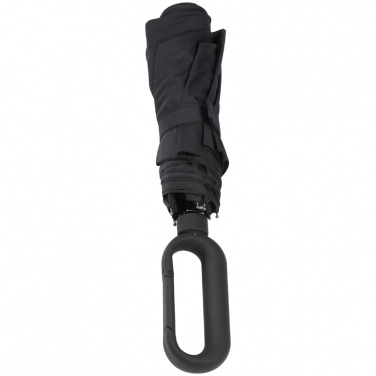 Logo trade promotional items image of: Automatic pocket umbrella with carabiner handle, Black