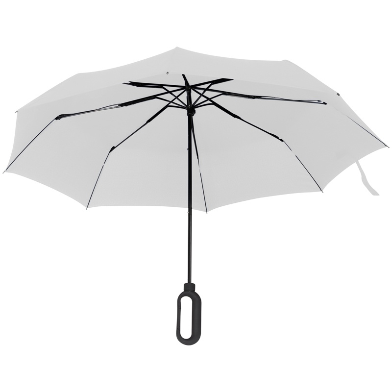 Logo trade corporate gifts picture of: Automatic pocket umbrella with carabiner handle, White