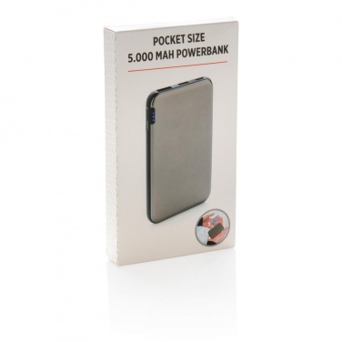 Logotrade promotional products photo of: Pocket-size 5.000 mAh powerbank, grey