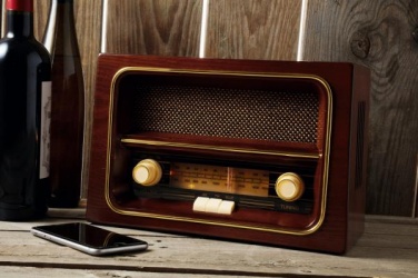 Logo trade promotional gifts picture of: AM/FM radio RECEIVER, brown