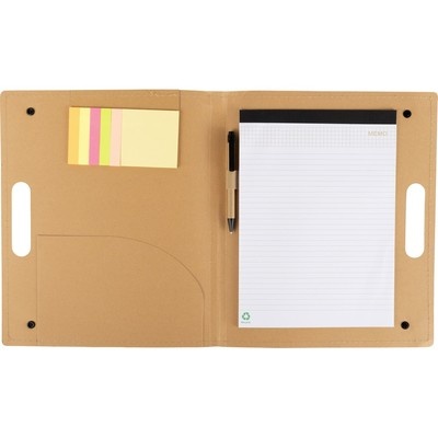 Logo trade promotional giveaways image of: Conference folder, notebook A4, ball pen, sticky notes, beige