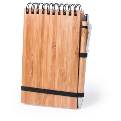 Logotrade promotional product picture of: Bamboo notebook A6, ball pen, light brown