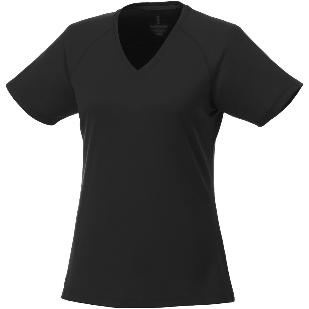 Logo trade corporate gift photo of: Amery women's cool fit v-neck shirt, solid black