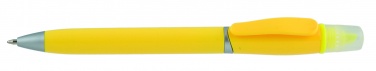 Logo trade promotional products image of: Plastic ball pen with highlighter 2-in-1 GUARDA, Yellow