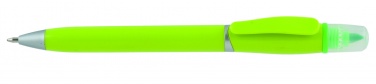 Logo trade promotional items image of: Plastic ball pen with highlighter 2-in-1 GUARDA, Green