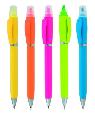 Logo trade corporate gift photo of: Plastic ball pen with highlighter 2-in-1 GUARDA, Green