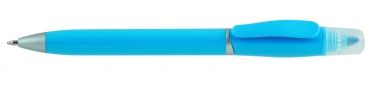 Logo trade advertising product photo of: Plastic ball pen with highlighter 2-in-1 GUARDA, Blue