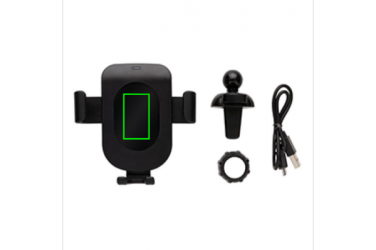 Logo trade promotional merchandise picture of: 5W wireless charging gravity phone holder, black
