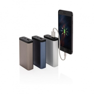 Logo trade promotional products picture of: 10.000 mAh Aluminum pocket powerbank, anthracite