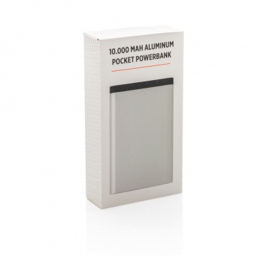 Logotrade promotional item picture of: 10.000 mAh Aluminum pocket powerbank, silver