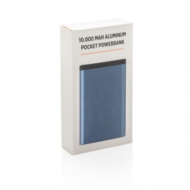Logotrade promotional gift image of: 10.000 mAh Aluminum pocket powerbank, blue
