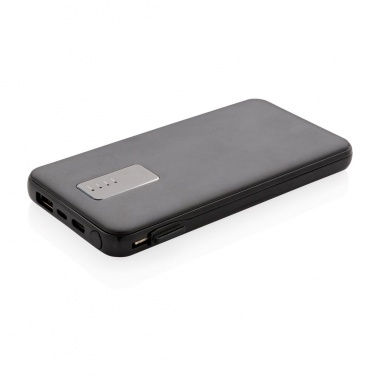 Logo trade corporate gifts picture of: 10.000 mAh powerbank with integrated cable, black