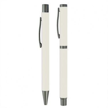 Logo trade promotional giveaway photo of: Writing set, ball pen and roller ball pen, white
